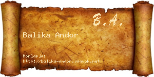 Balika Andor névjegykártya