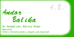 andor balika business card